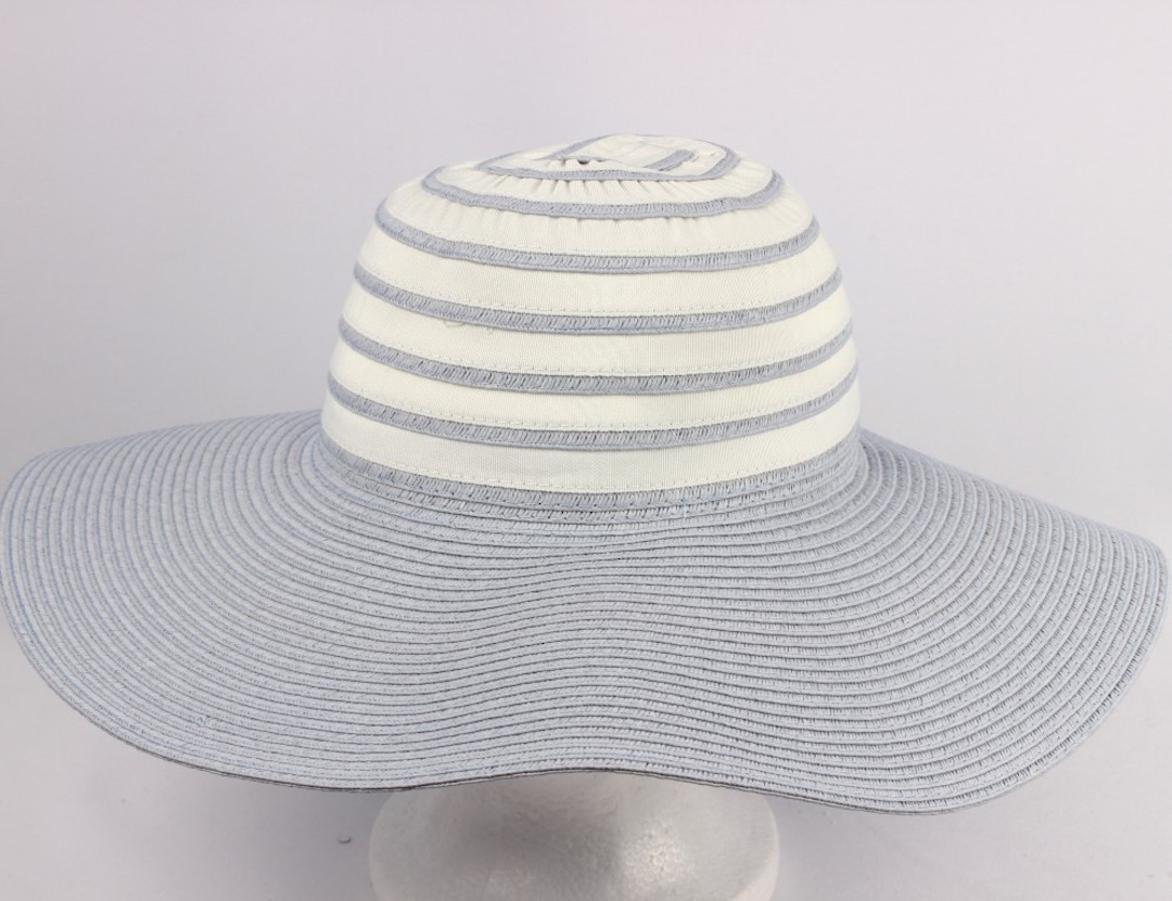 Wide brim 2 tone braid hat blue/white Style: HS/1662 image 0